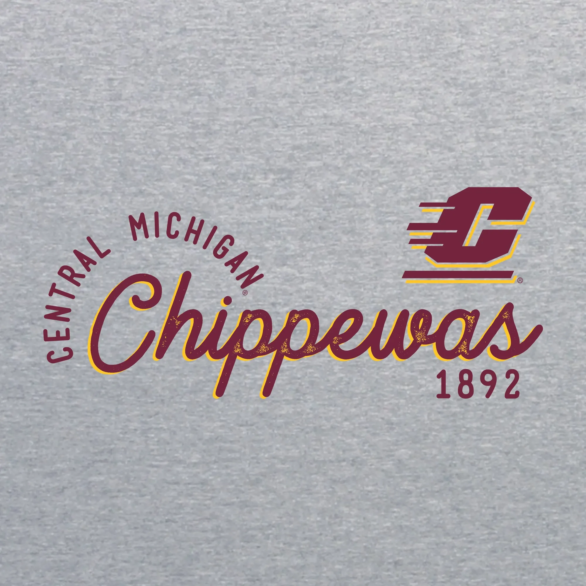 Central Michigan University Chippewas Sunshine Script Canvas Triblend Short Sleeve T Shirt - Athletic Grey