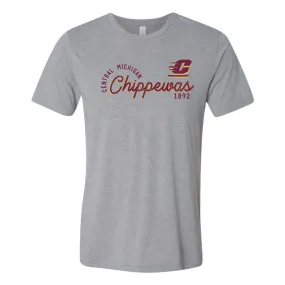 Central Michigan University Chippewas Sunshine Script Canvas Triblend Short Sleeve T Shirt - Athletic Grey