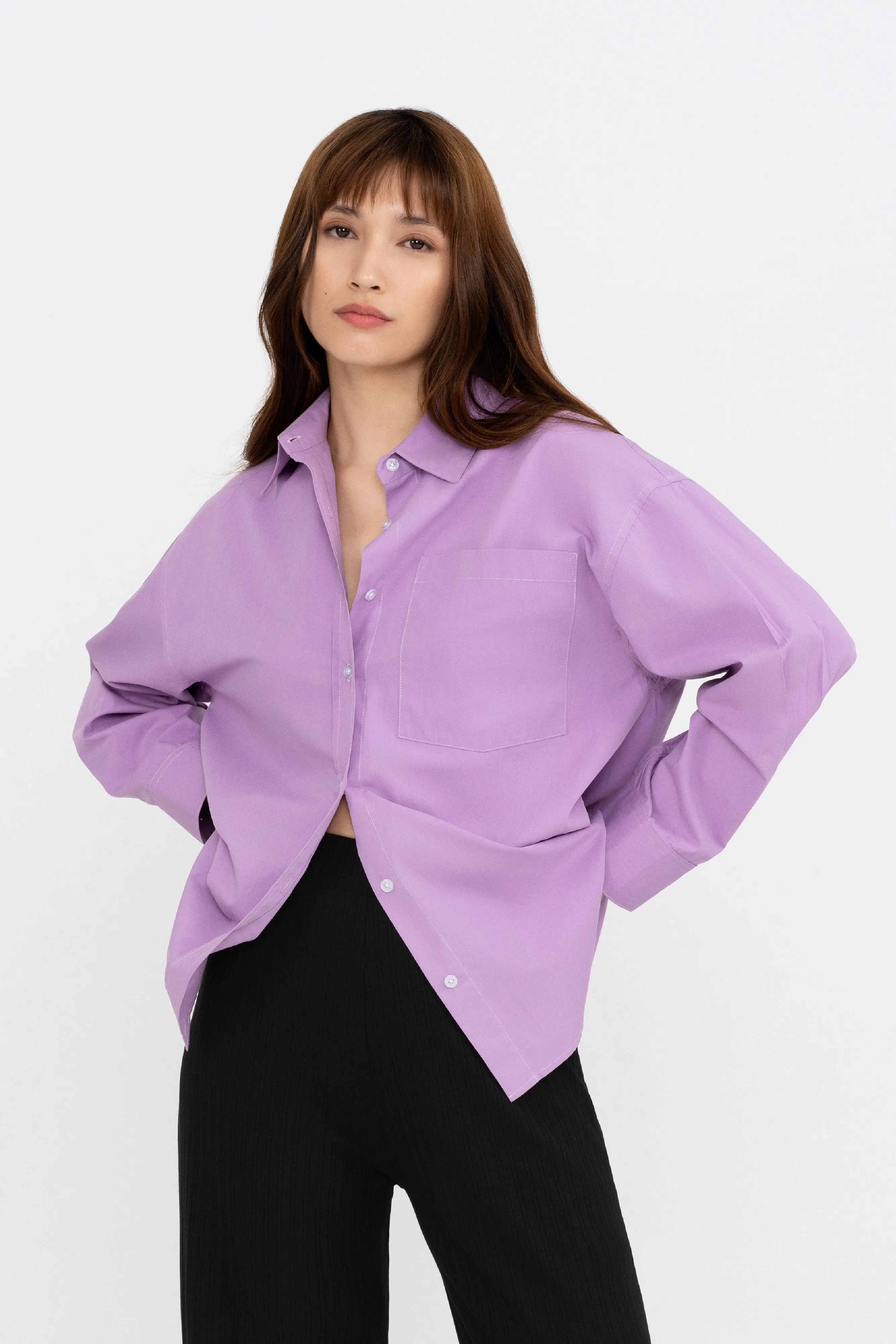 Charice Oversized Shirt in Lavender Purple