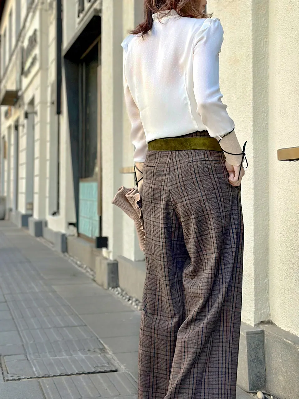 Classic Tartan Pleated Front Wide Leg Trousers