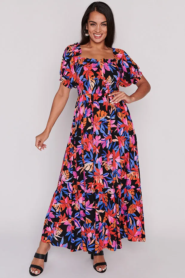 Coco Tropical Crush Shirred Bodice Dress