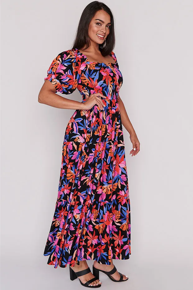 Coco Tropical Crush Shirred Bodice Dress