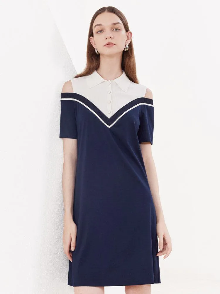 Color Block Off-shoulder Dress