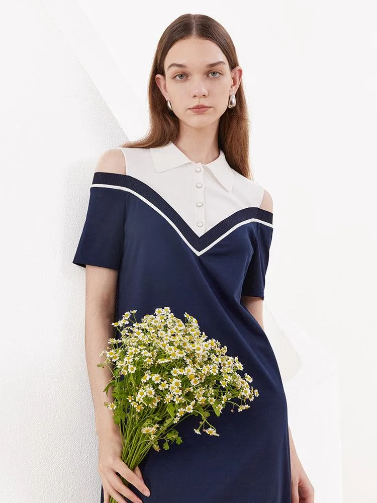 Color Block Off-shoulder Dress