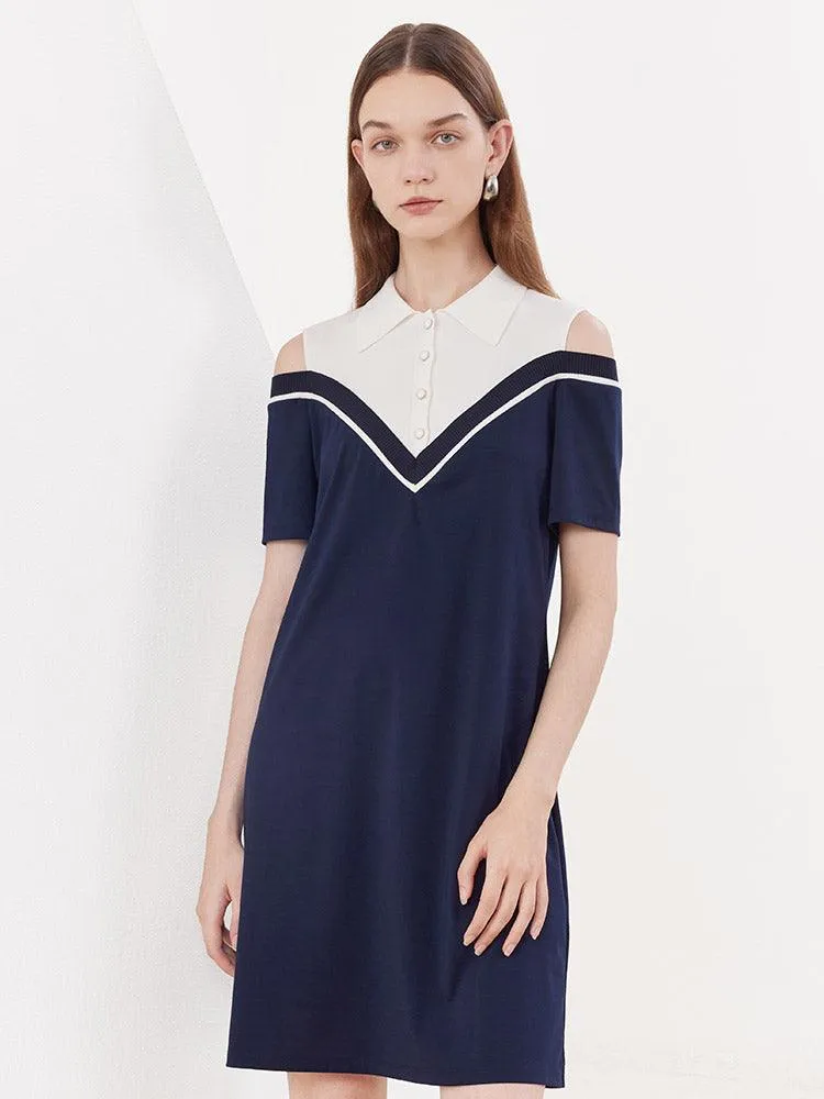 Color Block Off-shoulder Dress