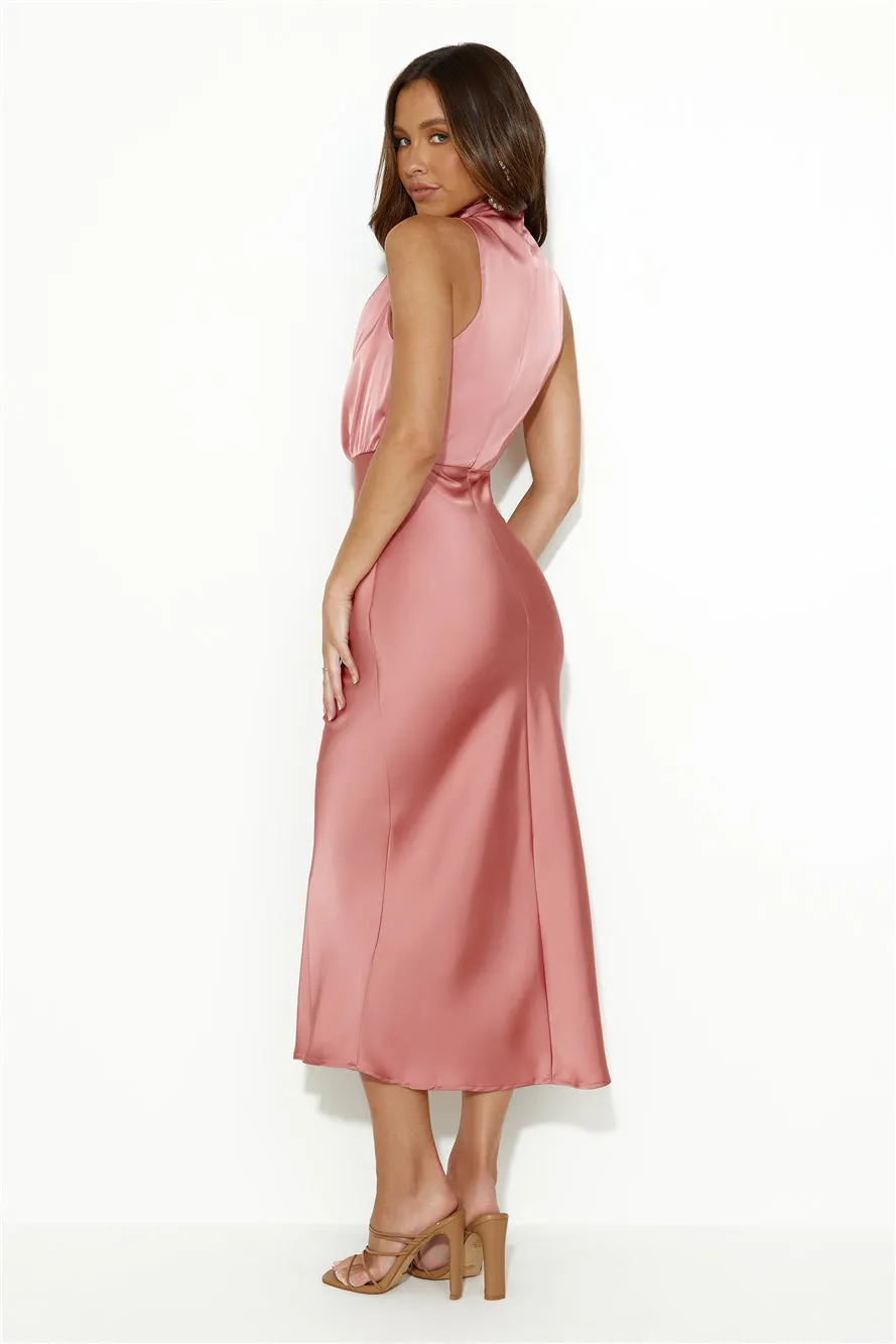 Distant Love Satin Maxi Dress Rose