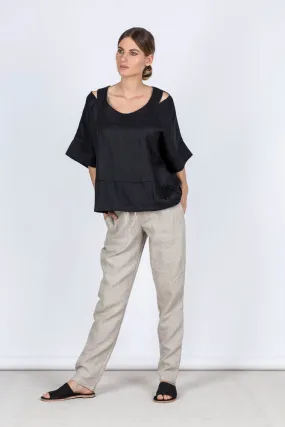 Emma Linen Top Black