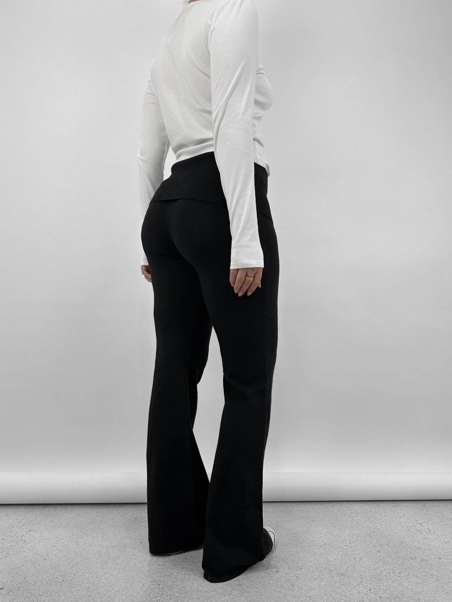Fold Over Knit Flare Pants
