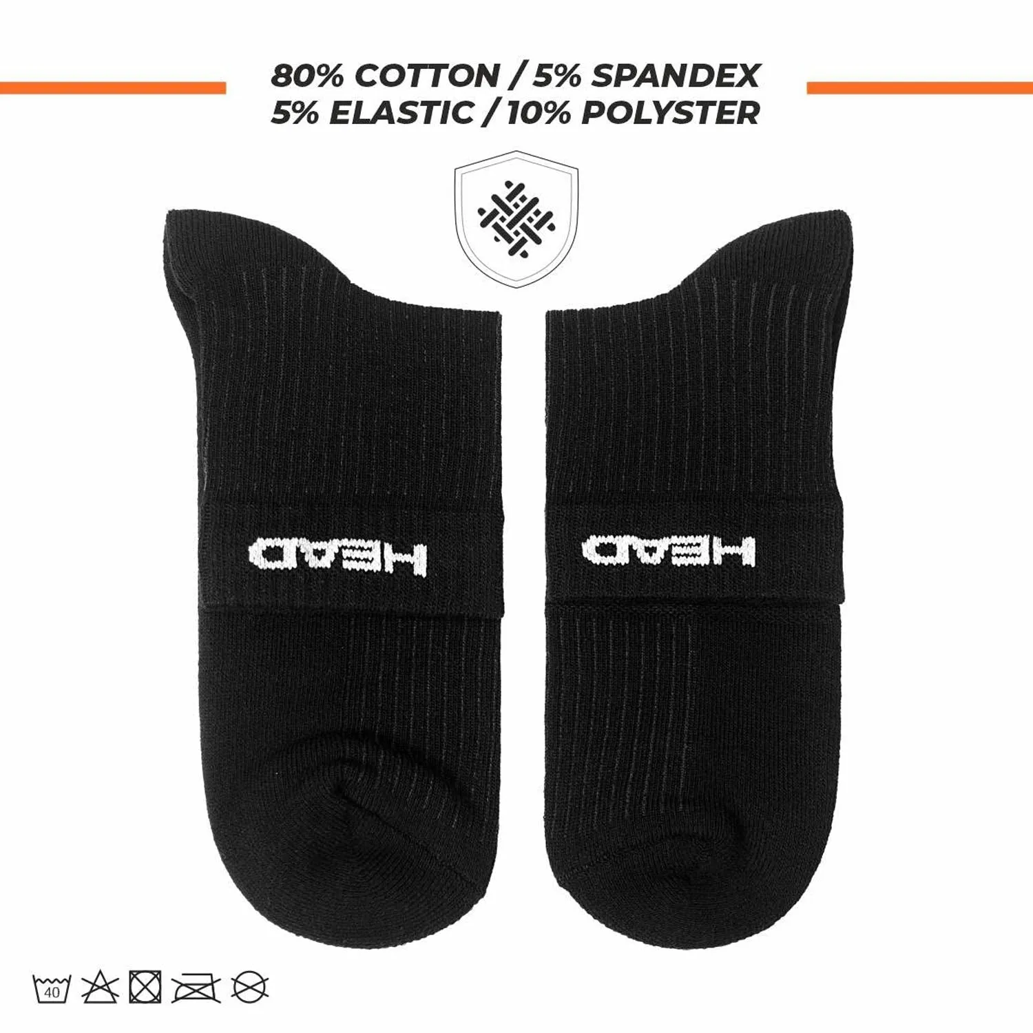 Head Ankle Socks HSK-74 - Black(1 pair)