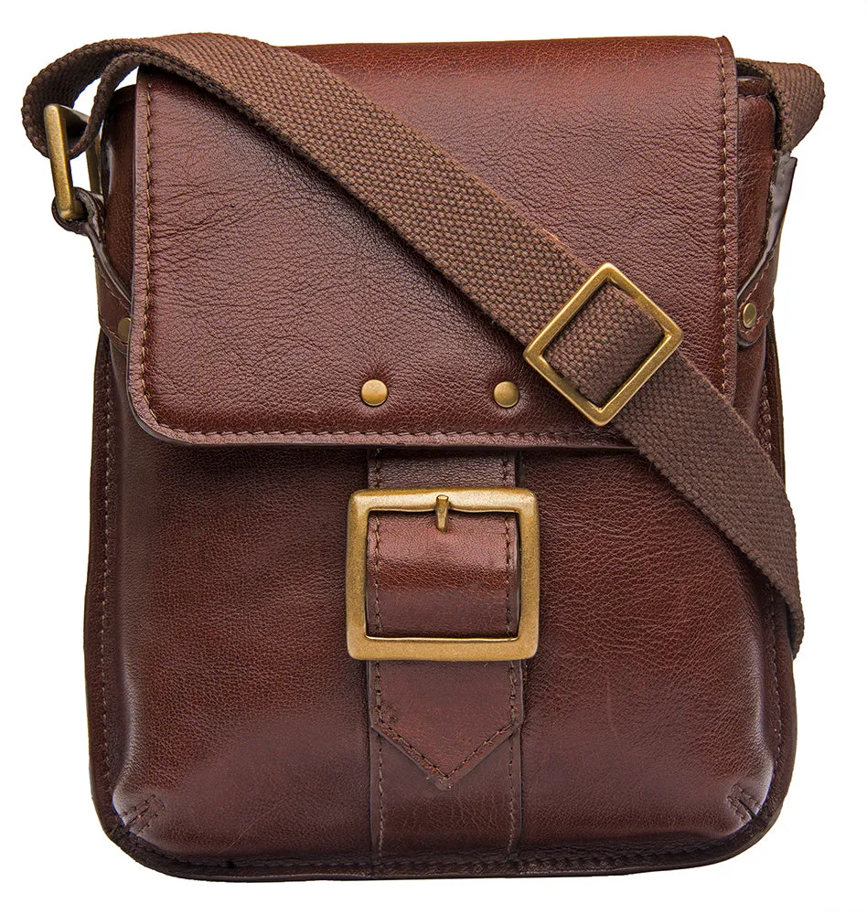 Hidesign Vespucci Leather Small Cross Body Messenger Brown