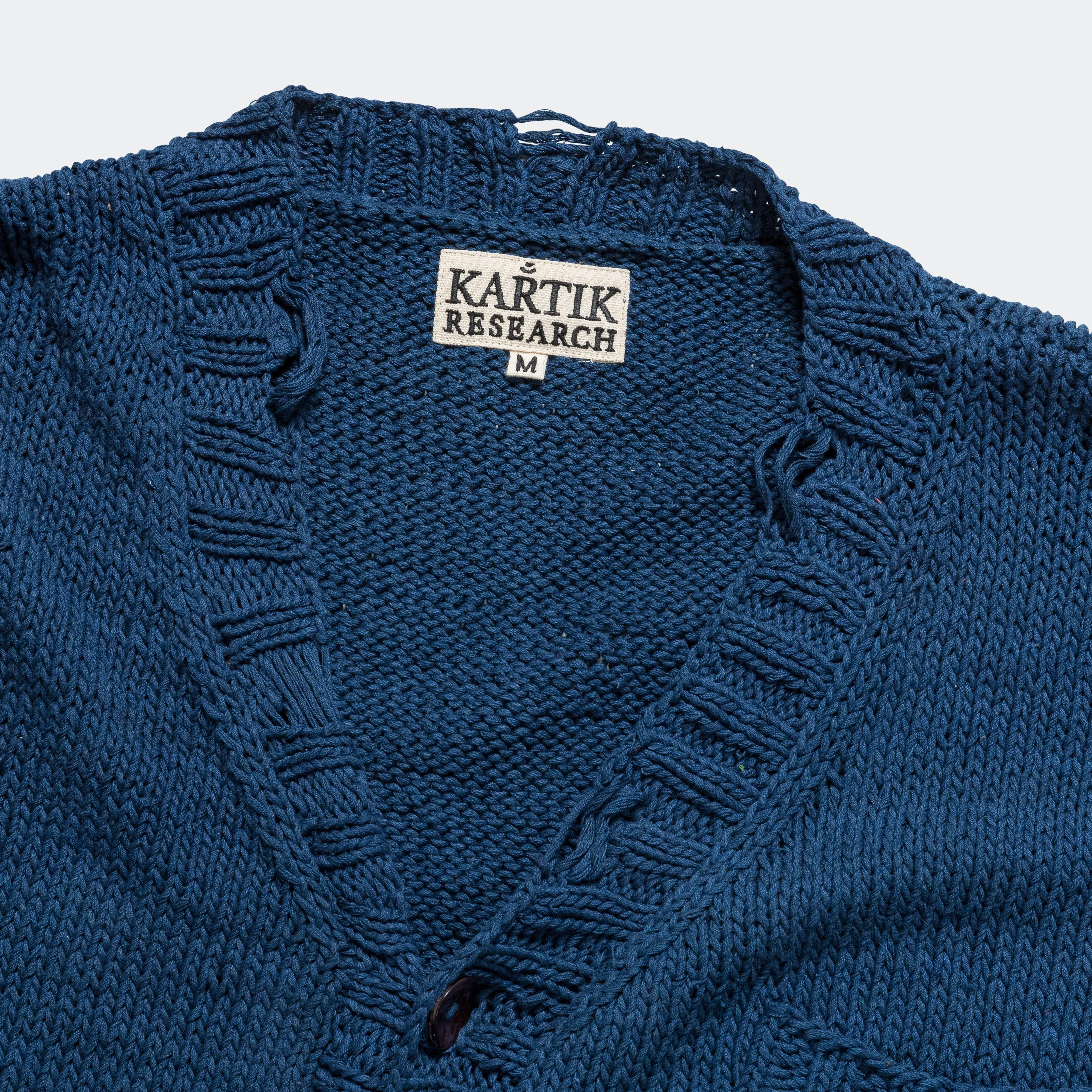 Intarsia Cardigan Naturally Dyed - Indigo