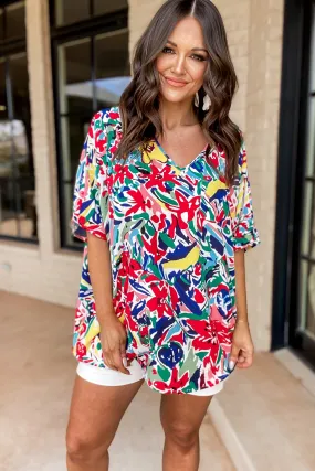 I've Got You Floral Print Oversized Boxy Top