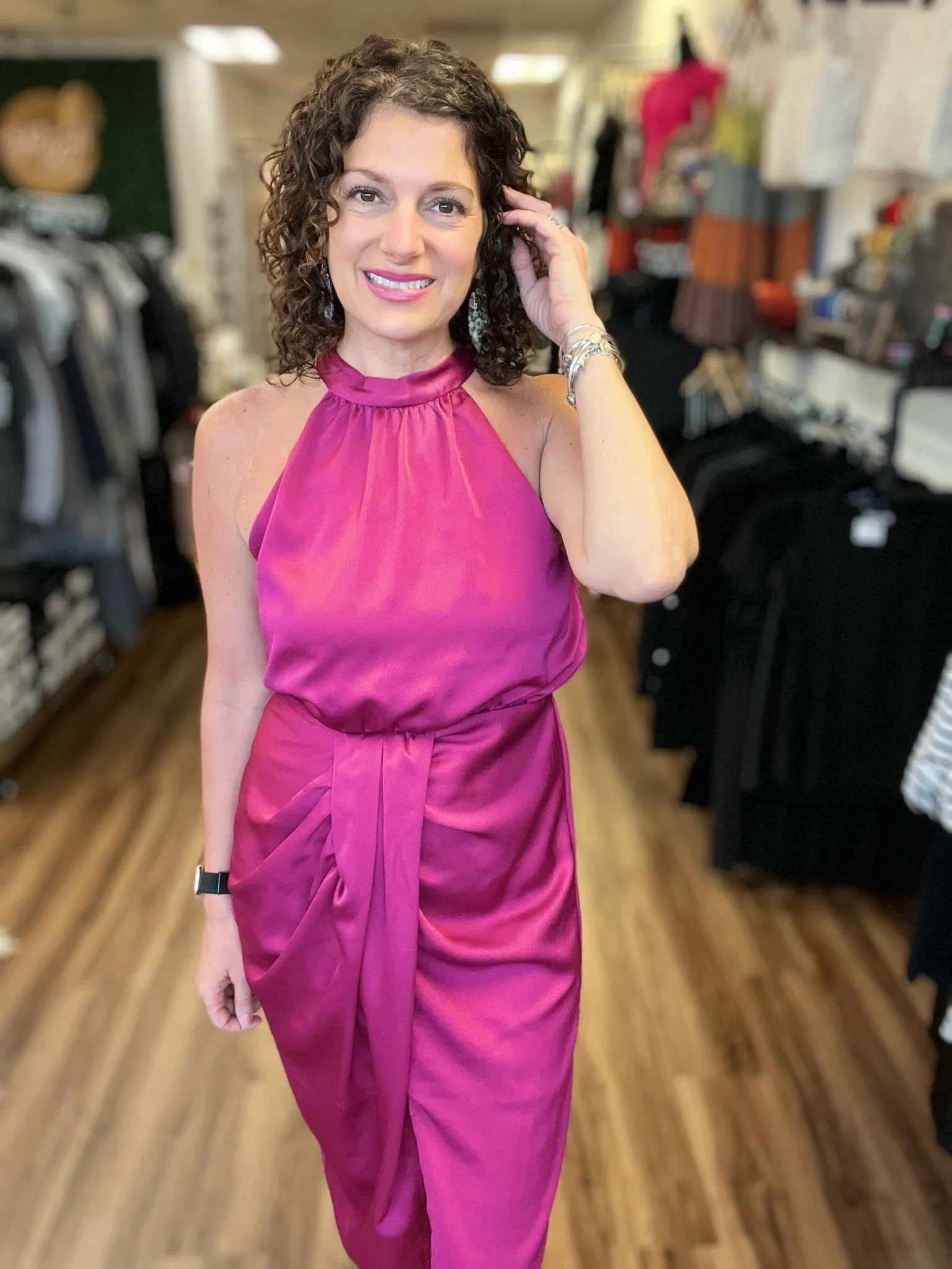Jess - Halter Neckline Dress with Front Ruching