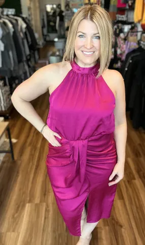 Jess - Halter Neckline Dress with Front Ruching