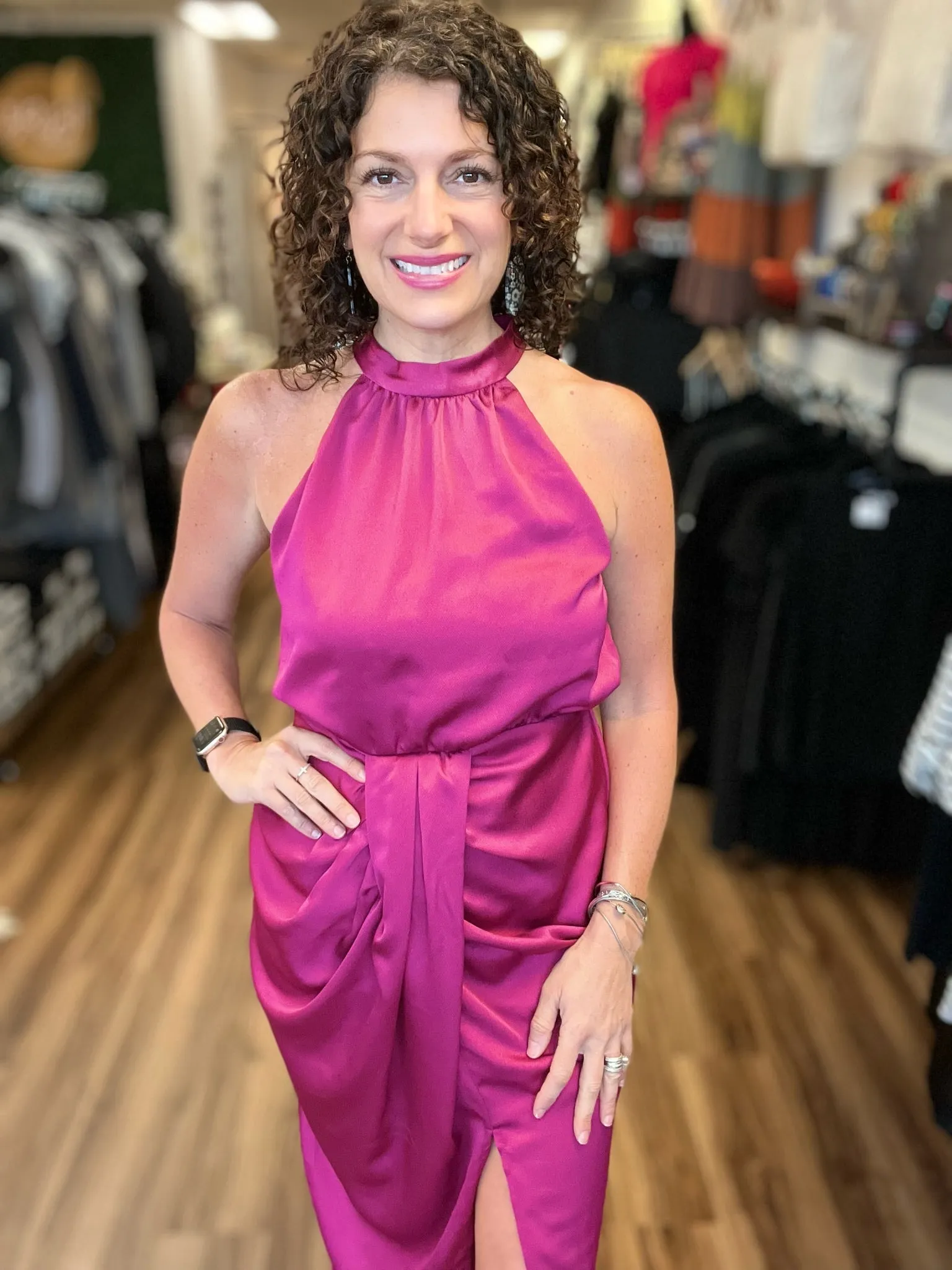Jess - Halter Neckline Dress with Front Ruching