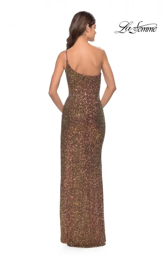 La Femme 31426 Sequin One Shoulder With Slit