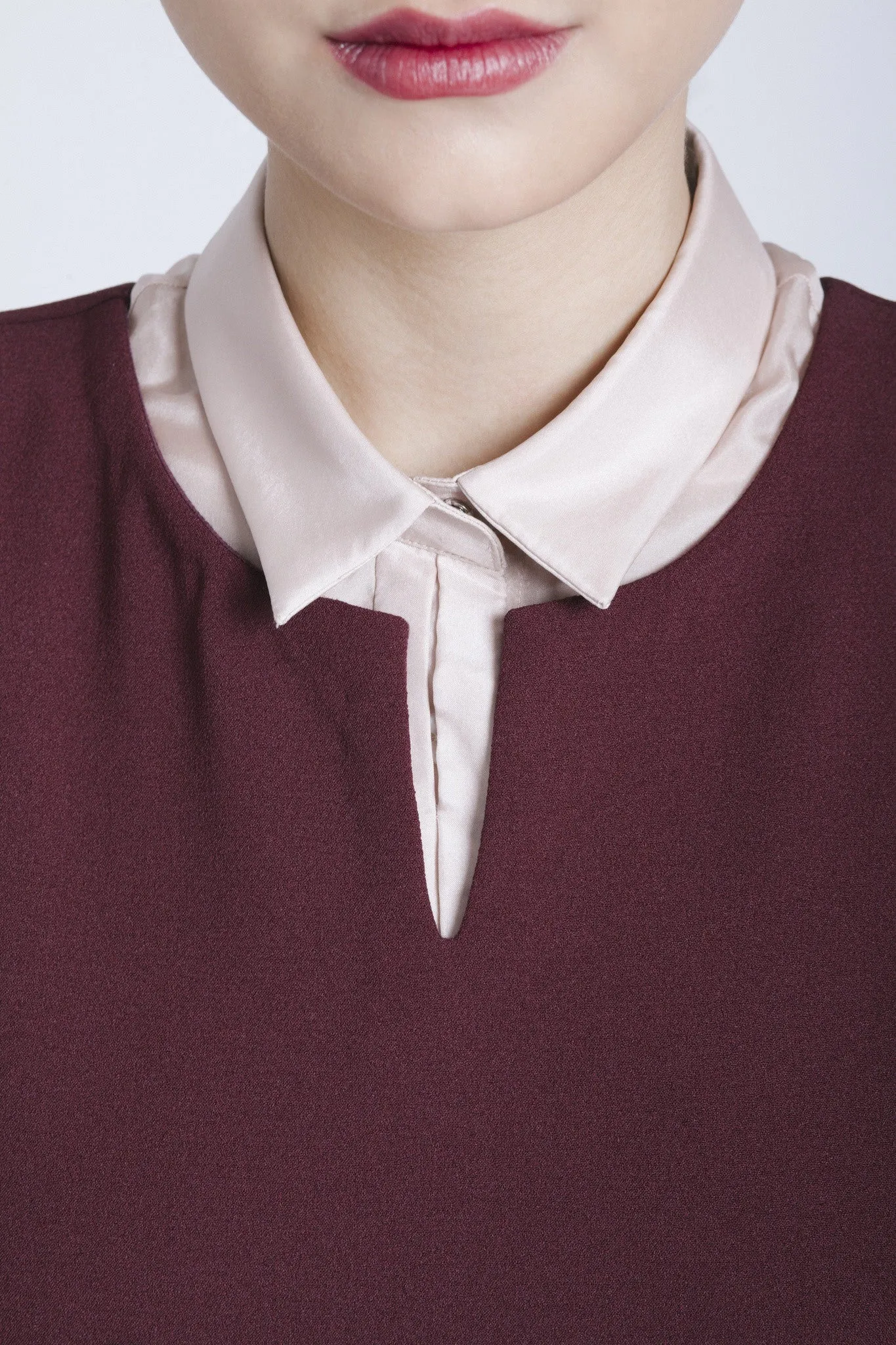 Macro Dropped Armhole Dress - Burgundy