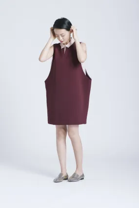 Macro Dropped Armhole Dress - Burgundy