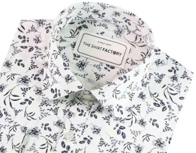 Men's Premium Cotton Satin Printed Shirt - White (0417)