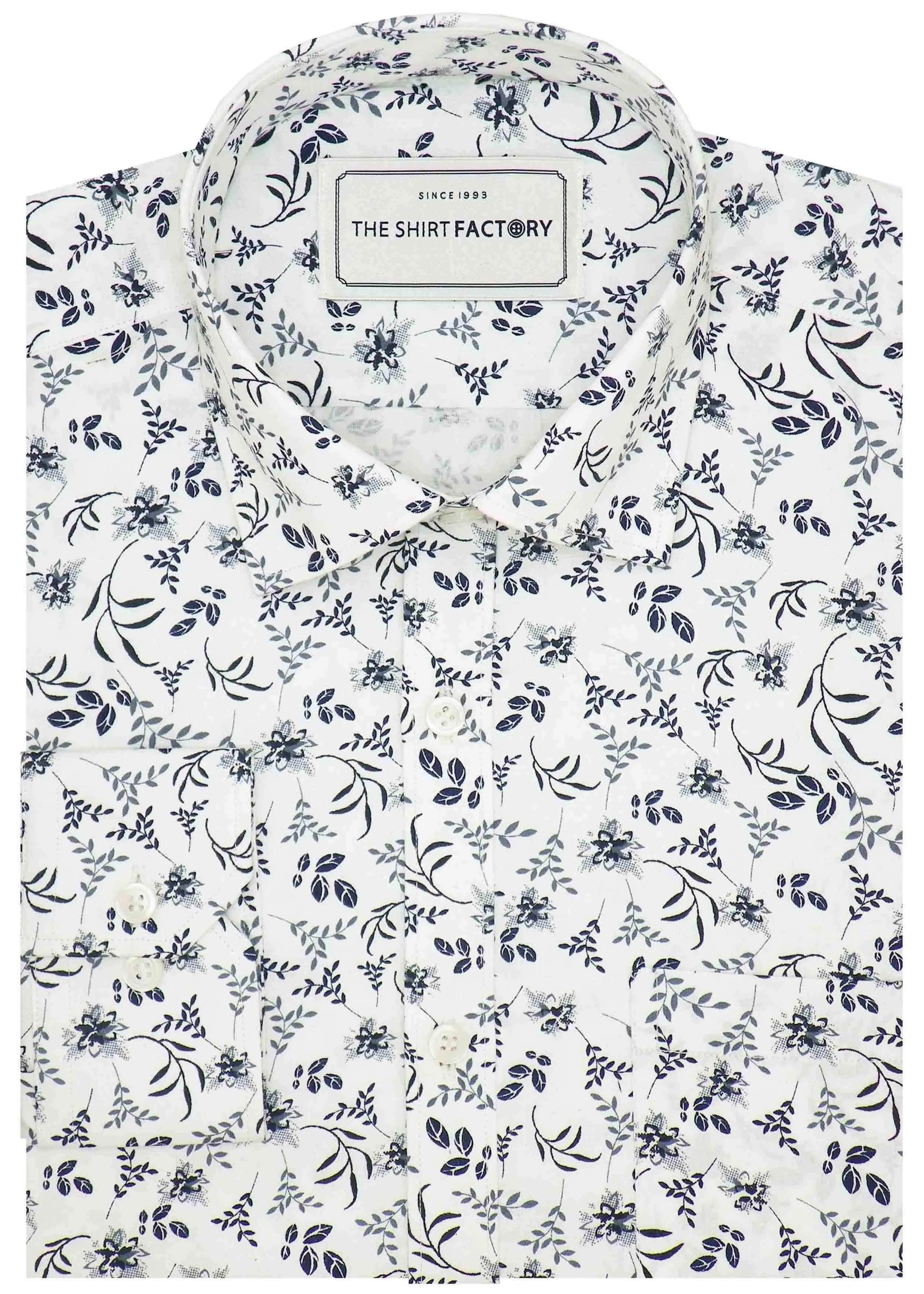 Men's Premium Cotton Satin Printed Shirt - White (0417)