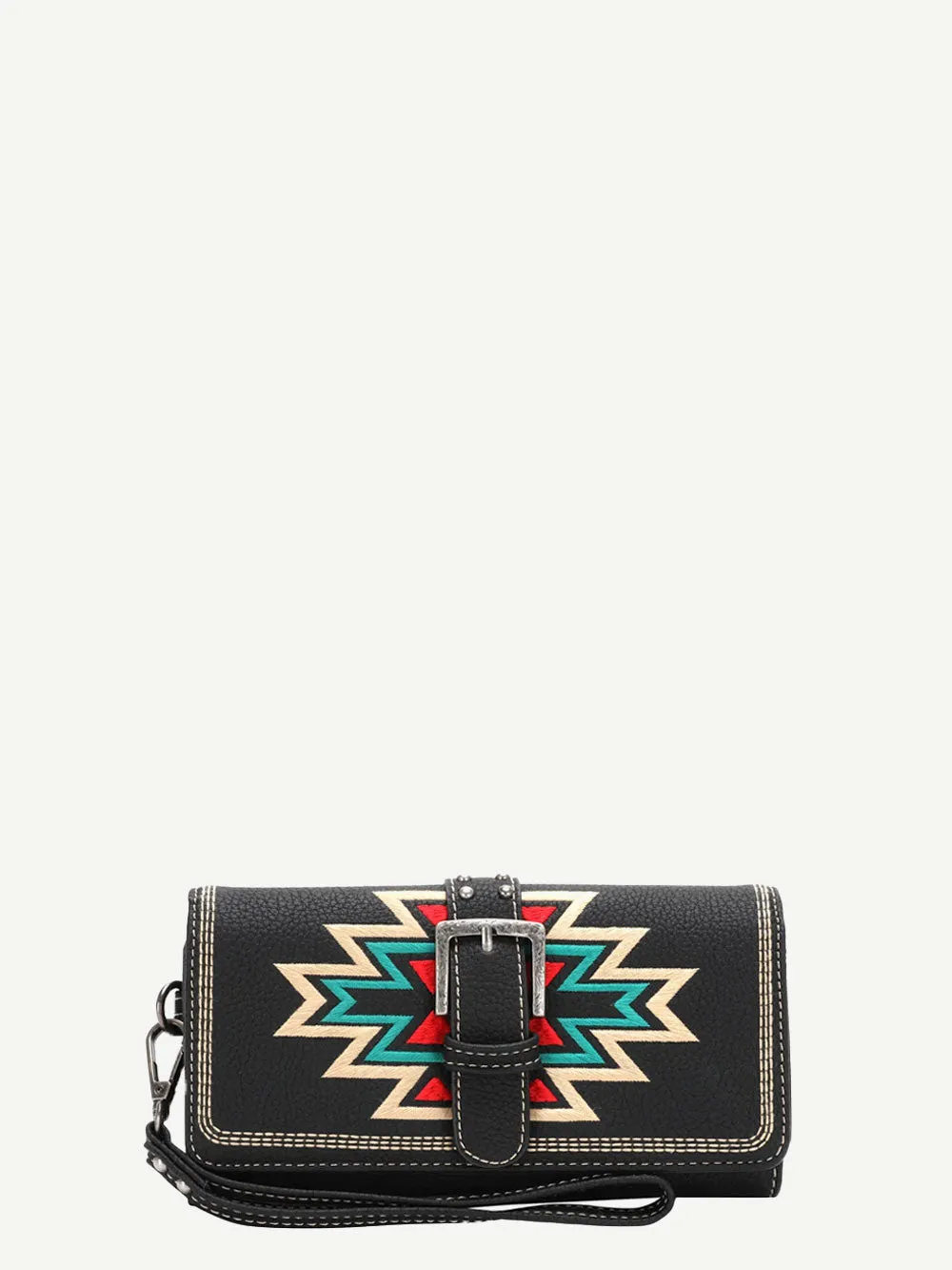 Montana West Embroidered Aztec Buckle Wallet