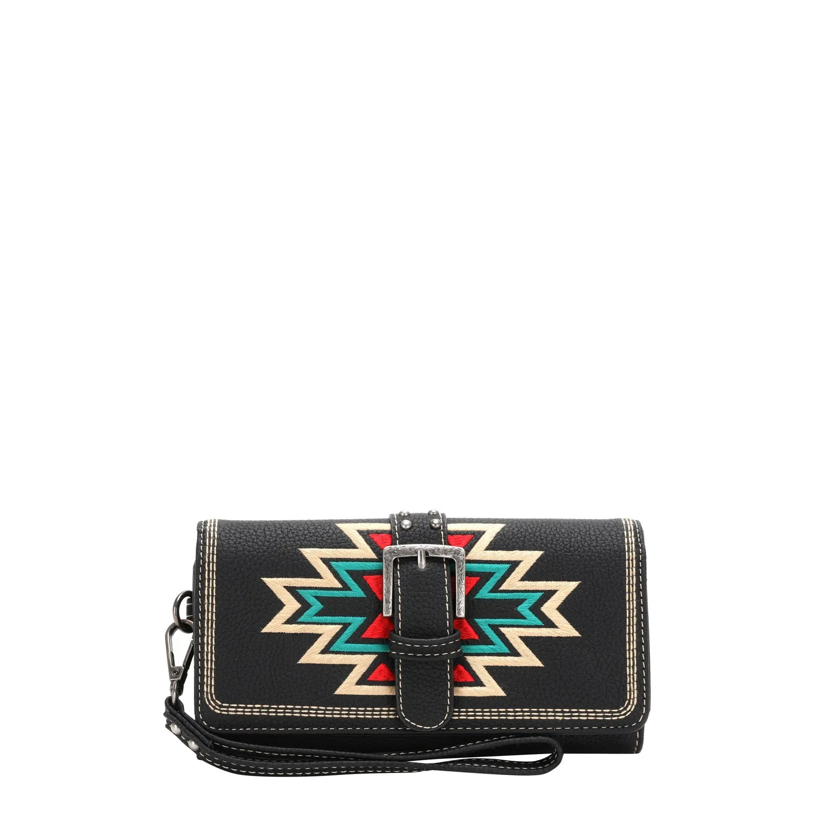Montana West Embroidered Aztec Buckle Wallet