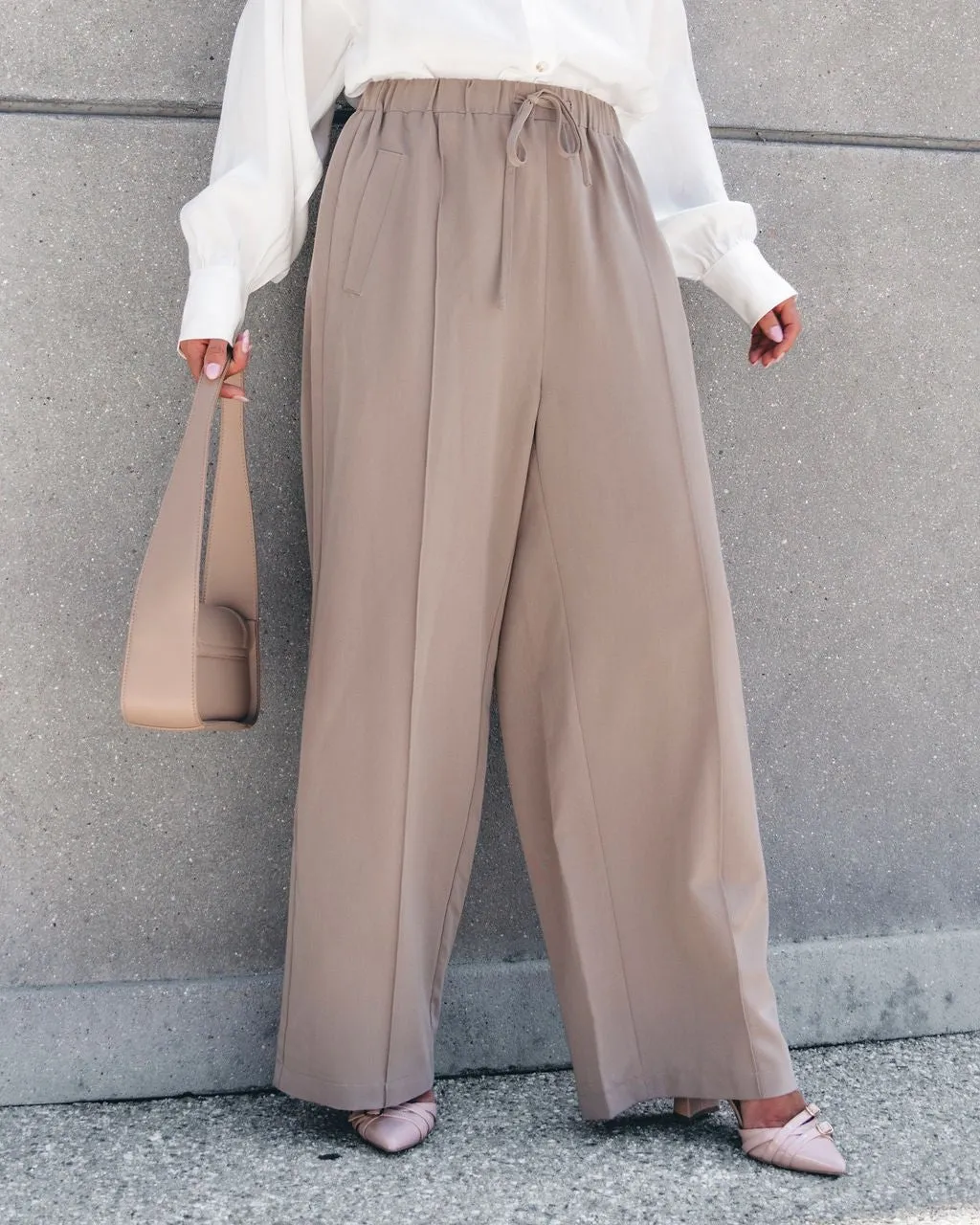 Muse By Magnolia Mocha Drawstring Wide Leg Pants