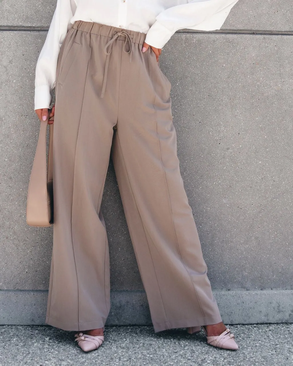 Muse By Magnolia Mocha Drawstring Wide Leg Pants