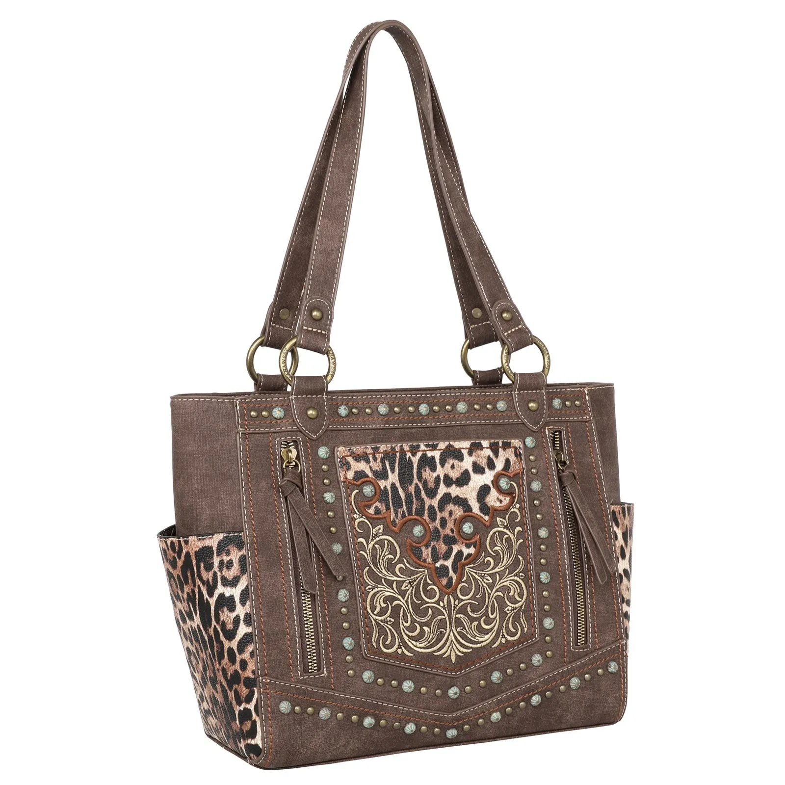 MW1213G-8317 Montana West Embroidered Collection Concealed Carry Tote