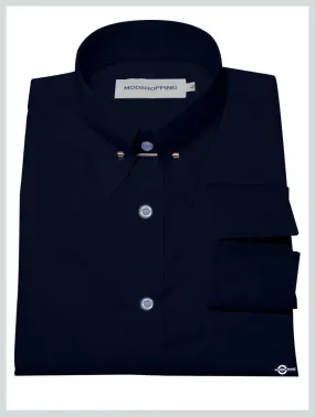 Navy Blue Pin High Collar Shirt
