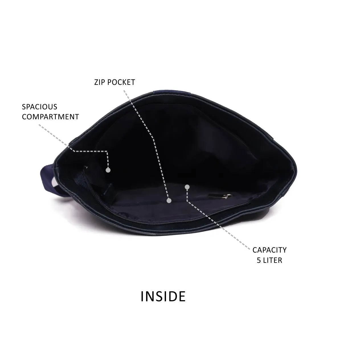Navy High Quality Pu Materil Sling Bag