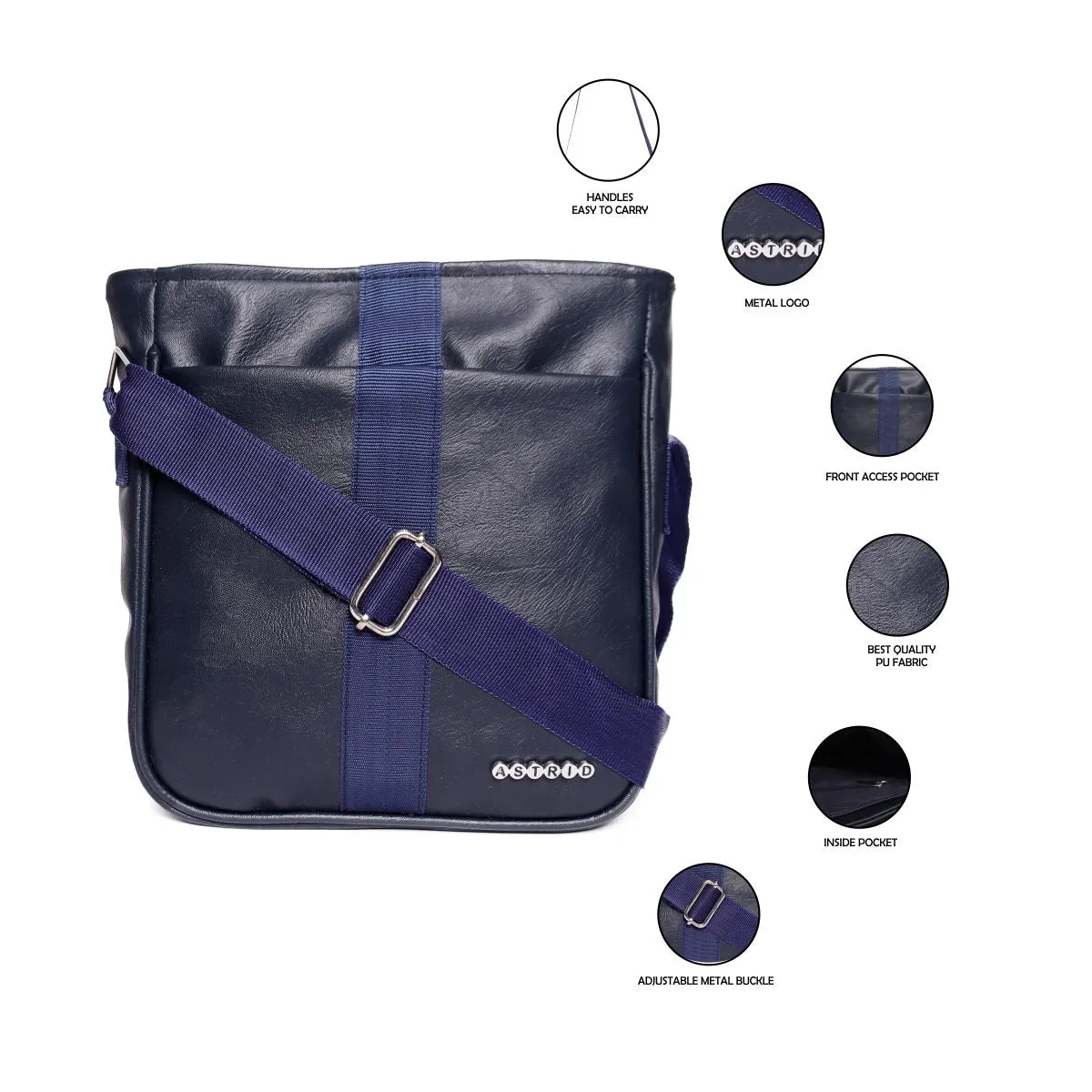 Navy High Quality Pu Materil Sling Bag