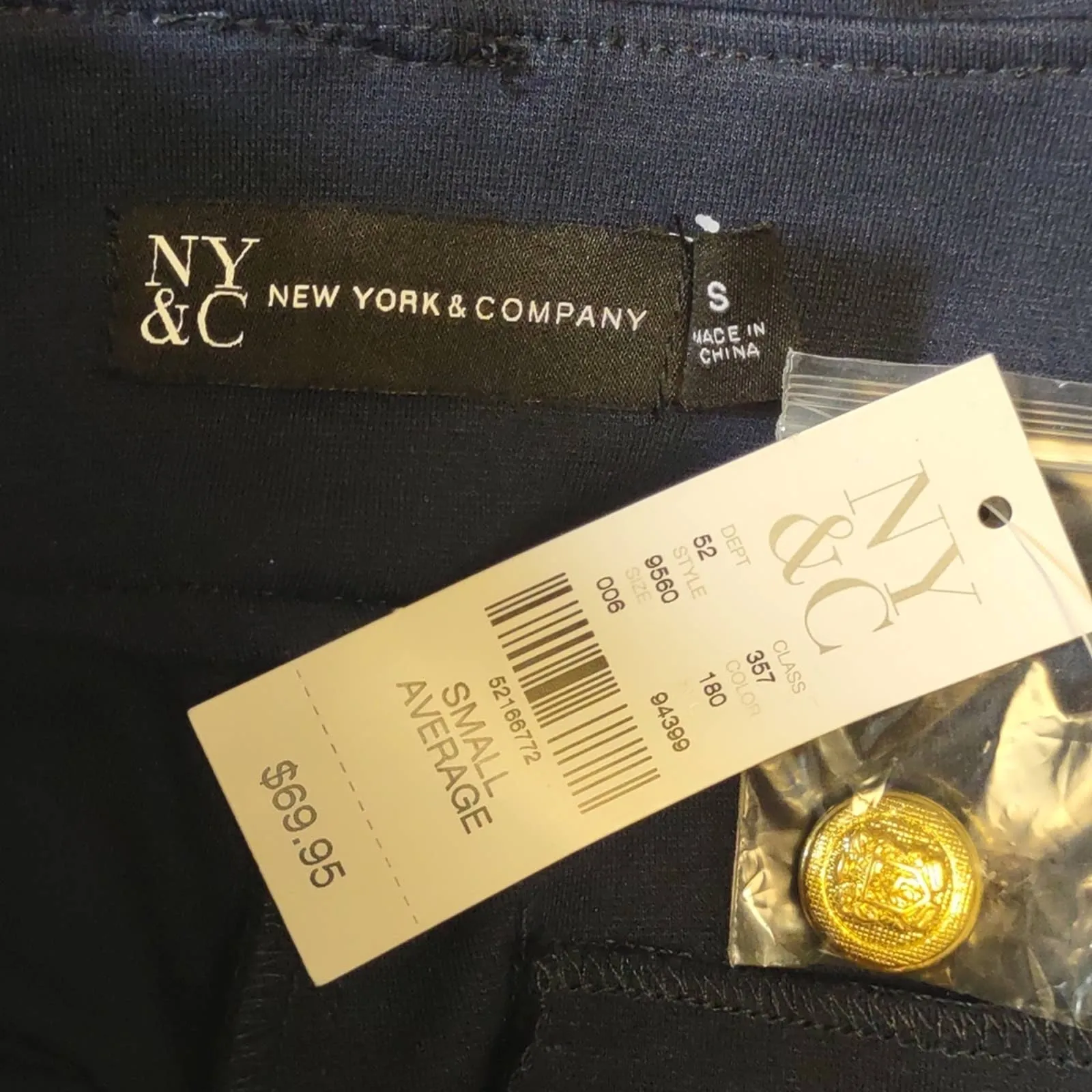 NY & Co Sailor Button High-Waisted Barely Bootcut Pant - Superflex Small Navy
