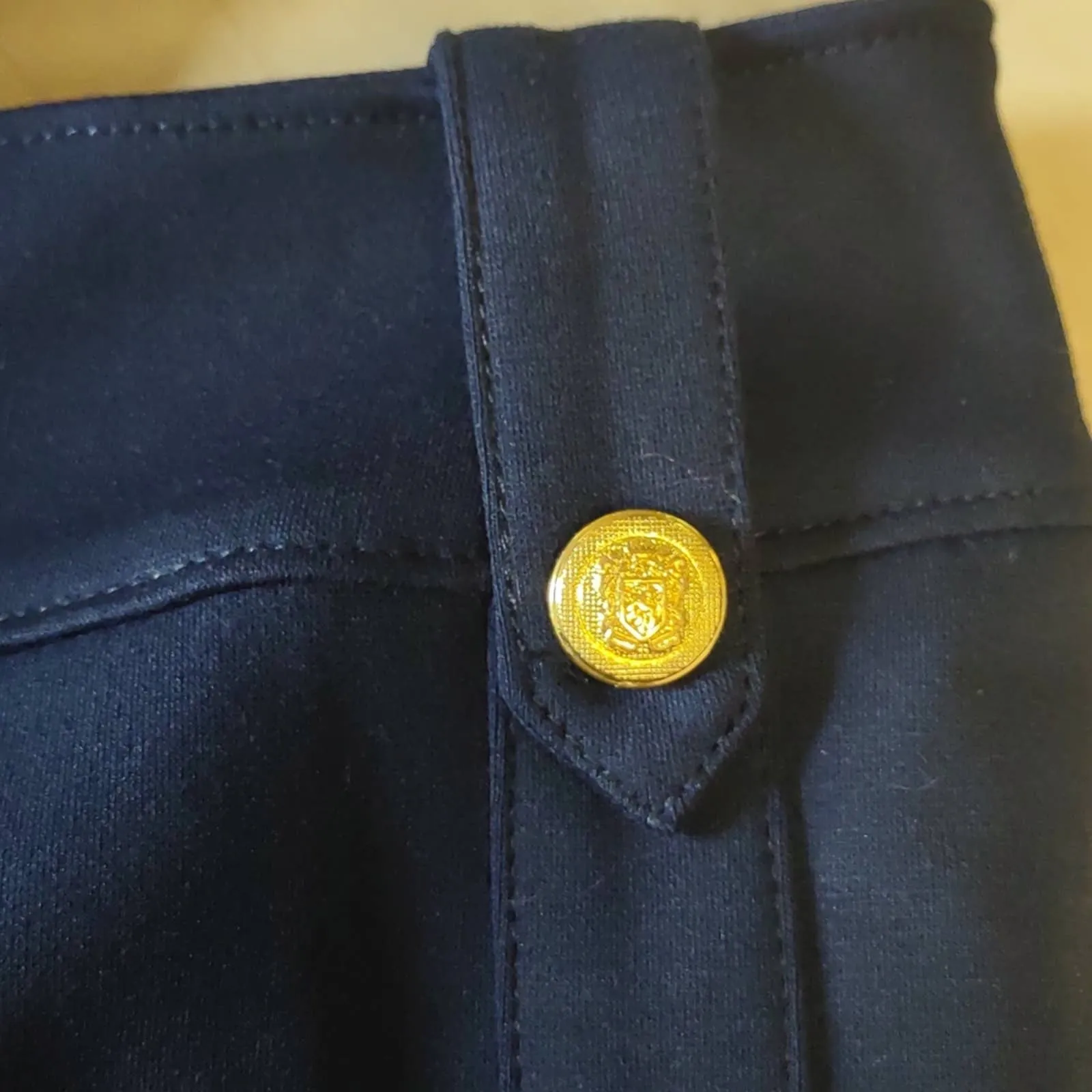 NY & Co Sailor Button High-Waisted Barely Bootcut Pant - Superflex Small Navy