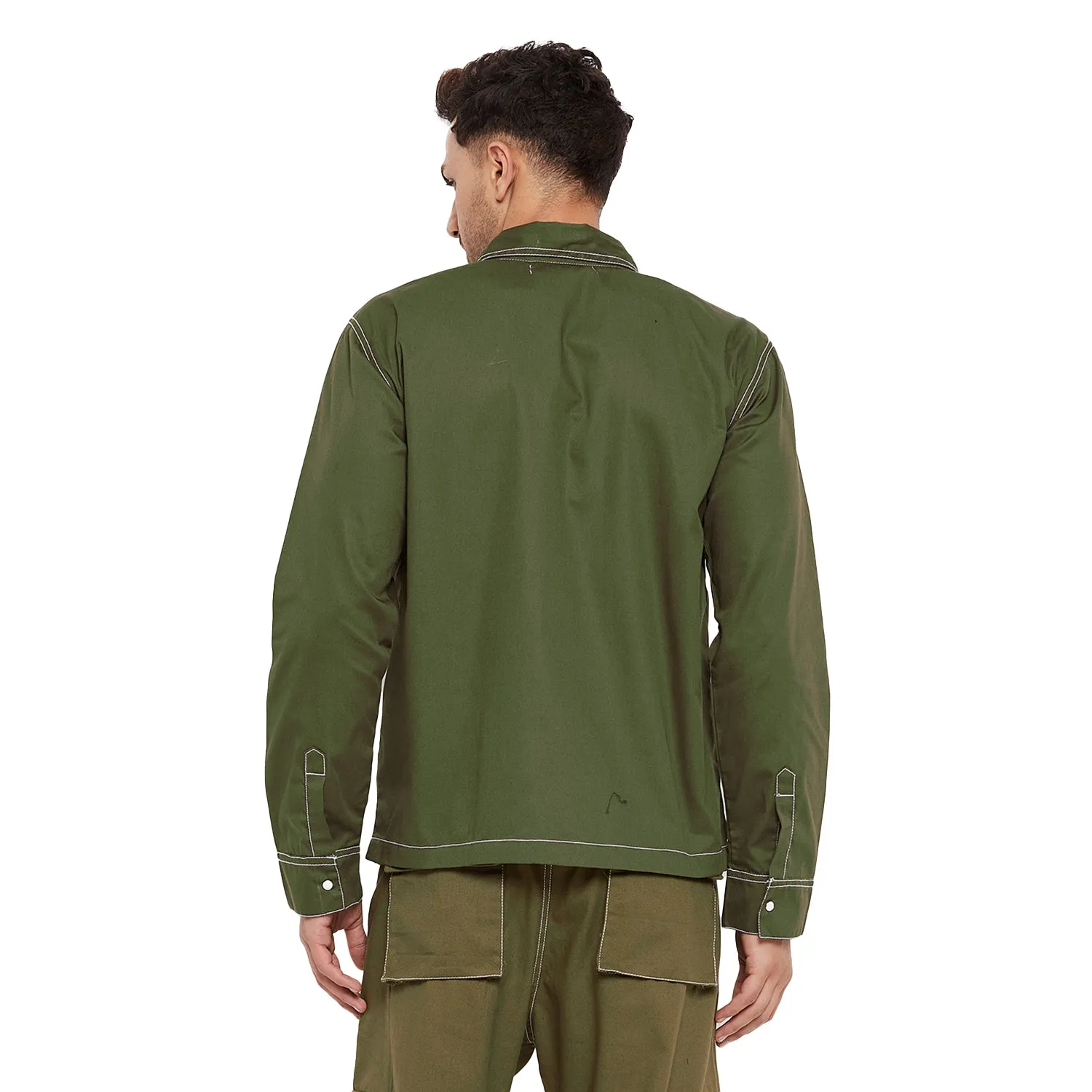 Olive Contrast Stitch Carpenter Shirt