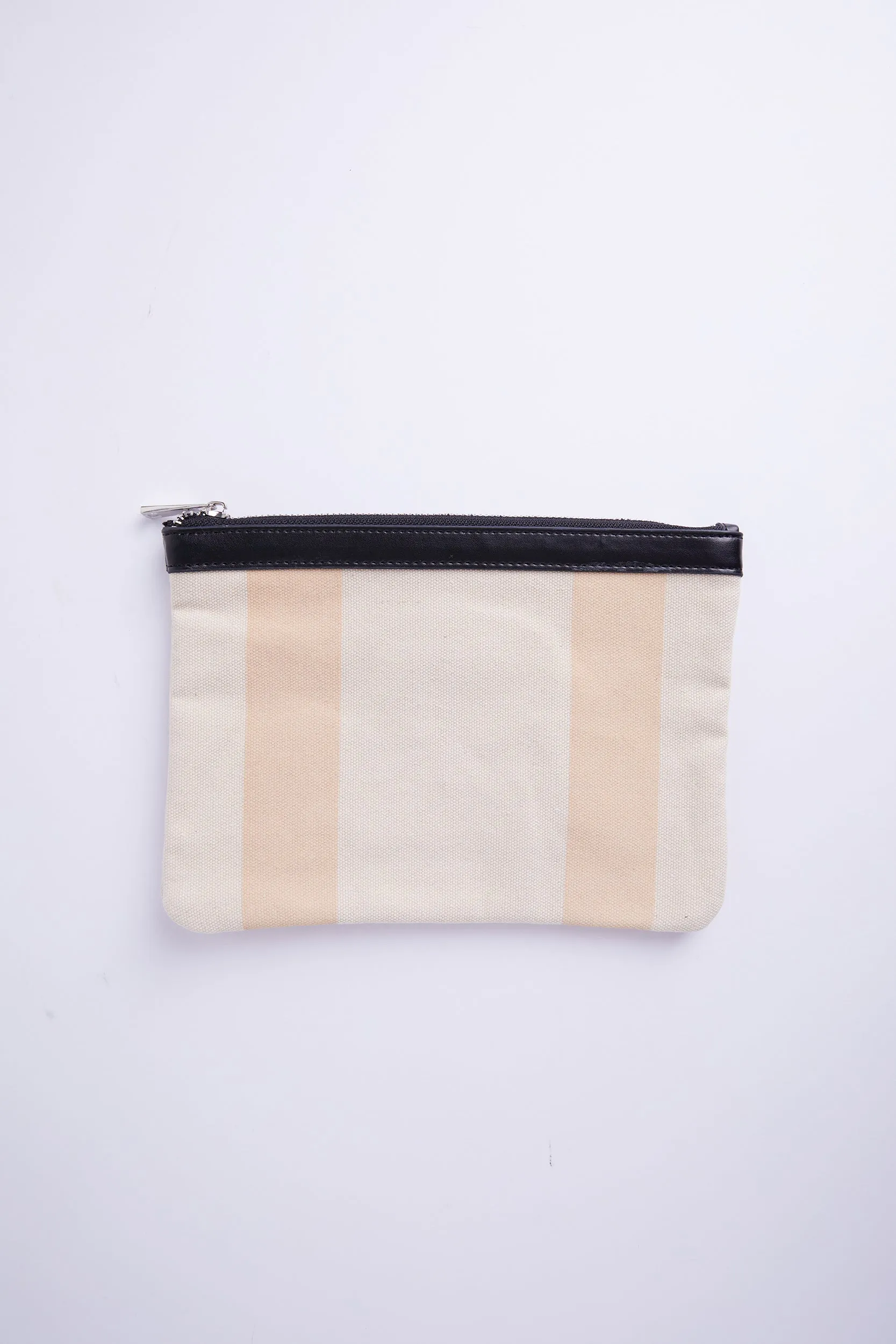 Personalised Striped Canvas Clutch Bag - Nude