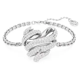 "Swarovski Volta bracelet Heart, White, Rhodium plated"