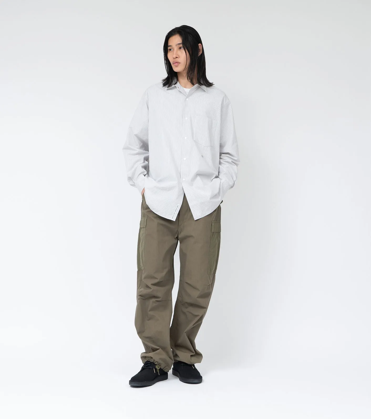 Regular Collar Stripe Wind Shirt