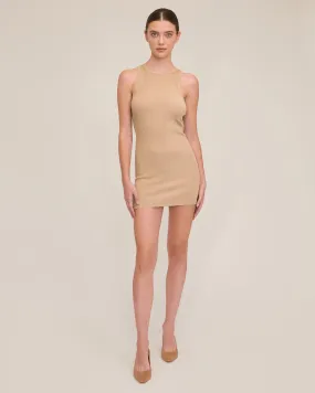 Ryan Ribbed Mini Sweater Tank Dress in Midas