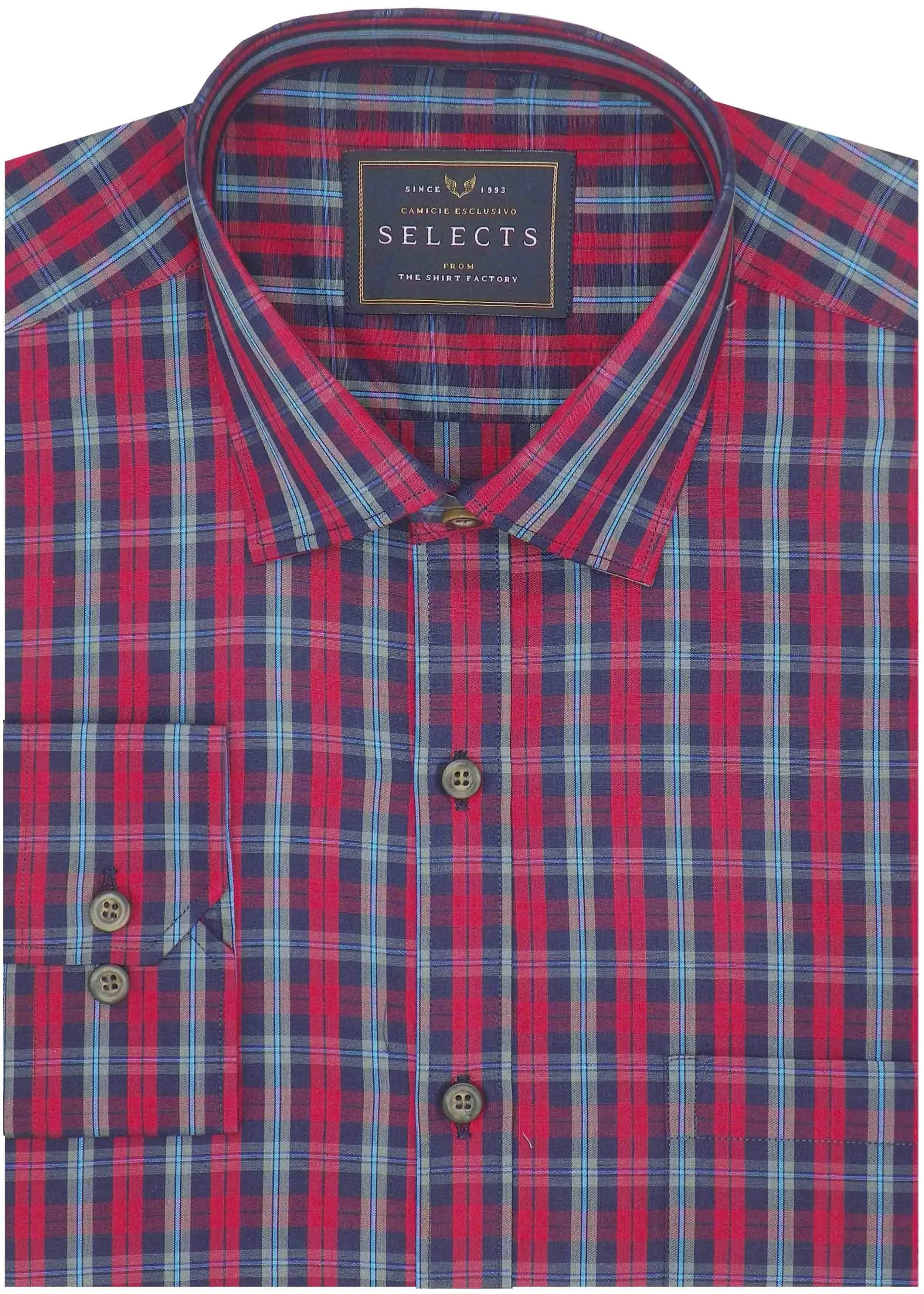 Selects Premium Cotton Check Shirt - Red (0376)