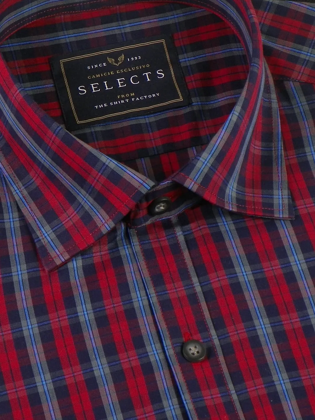 Selects Premium Cotton Check Shirt - Red (0376)