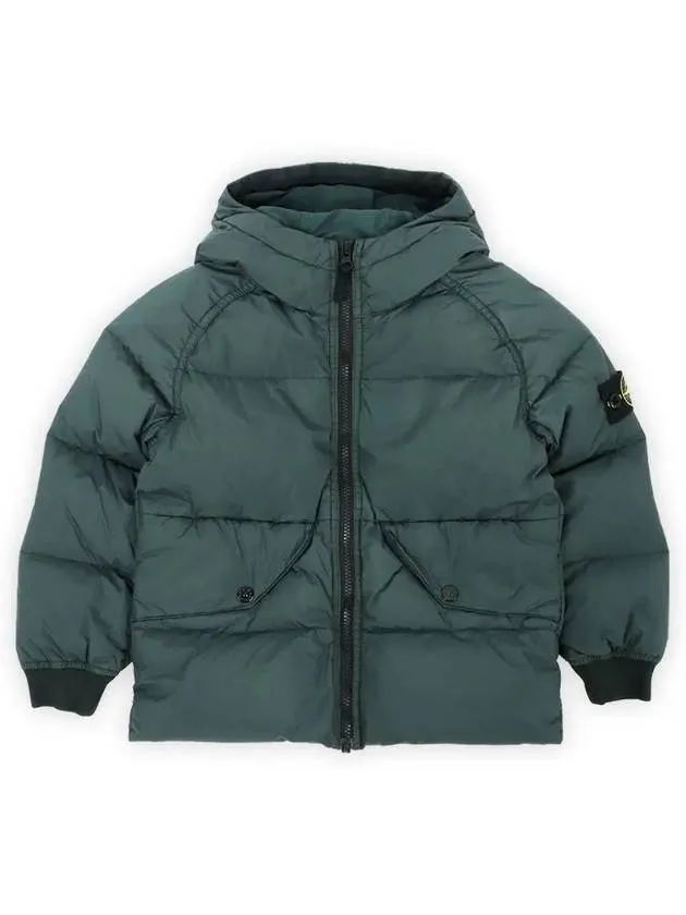 Stone Kids Waffen Patch Down Hooded Padded Jacket Dark Green 811640223 V0057 14A Adults can wear