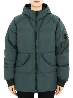 Stone Kids Waffen Patch Down Hooded Padded Jacket Dark Green 811640223 V0057 14A Adults can wear