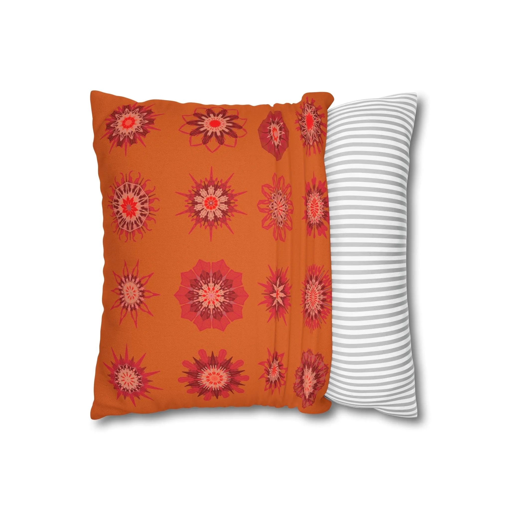 Sunset Orange Mandala Art Pillowcase - Original Fine Art