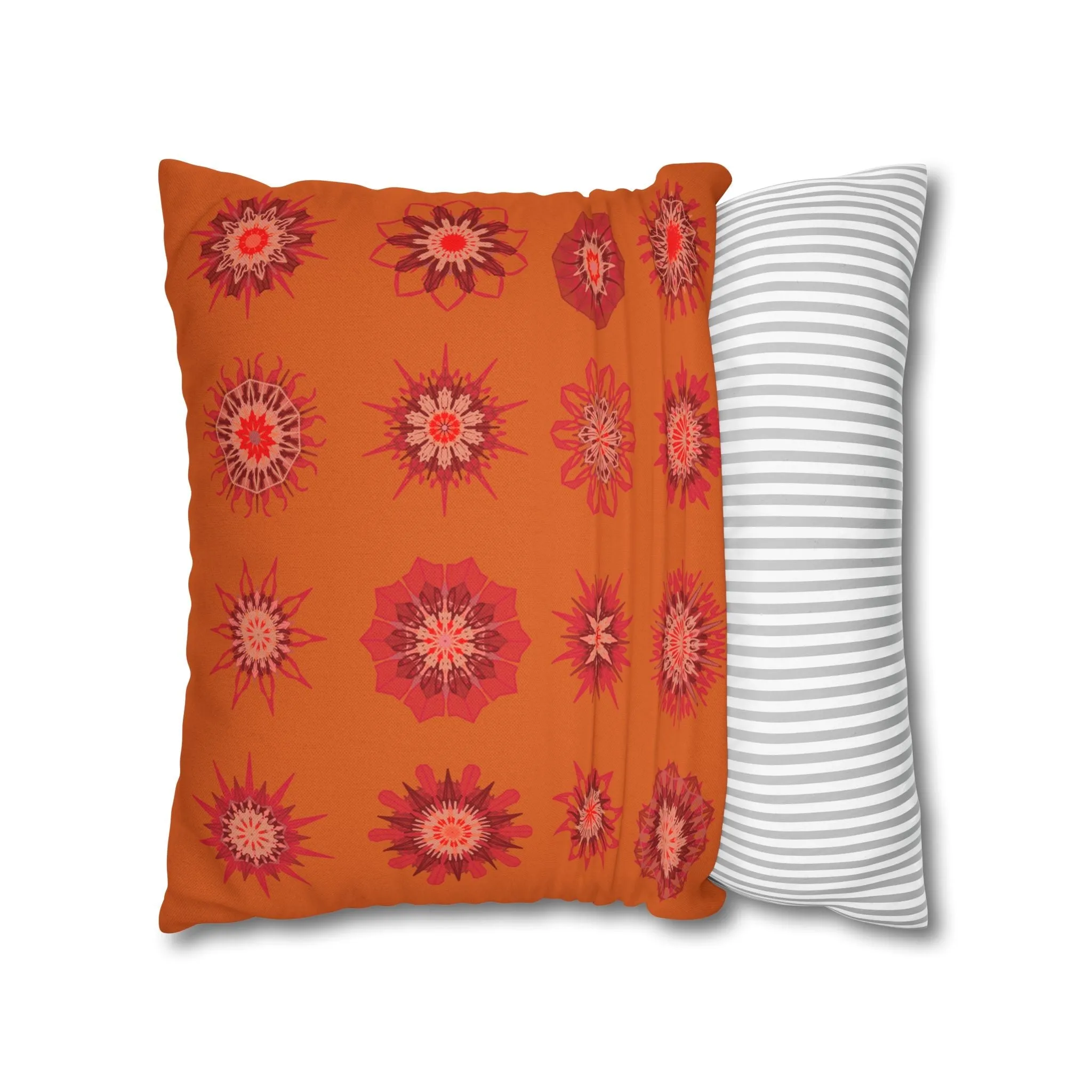Sunset Orange Mandala Art Pillowcase - Original Fine Art