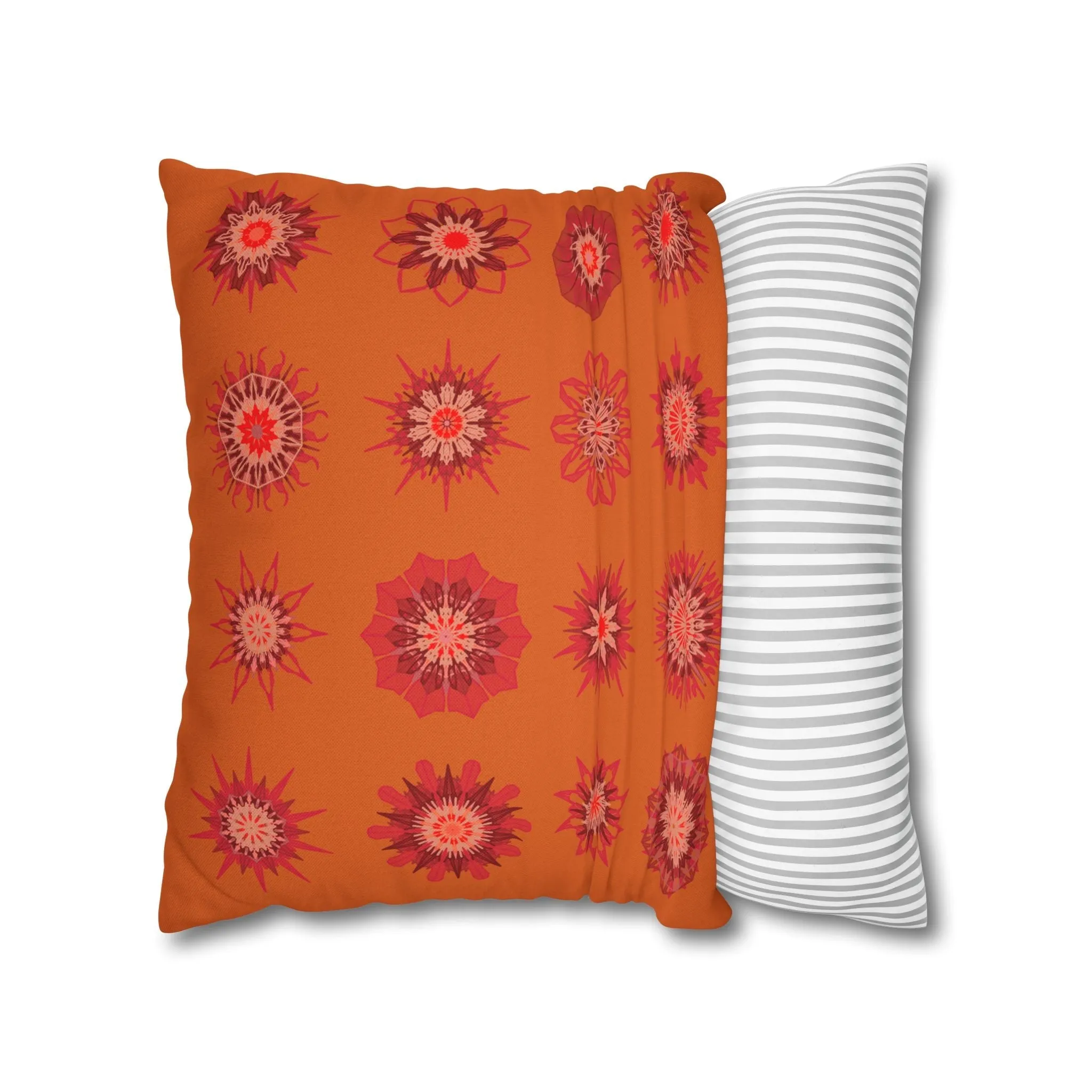 Sunset Orange Mandala Art Pillowcase - Original Fine Art