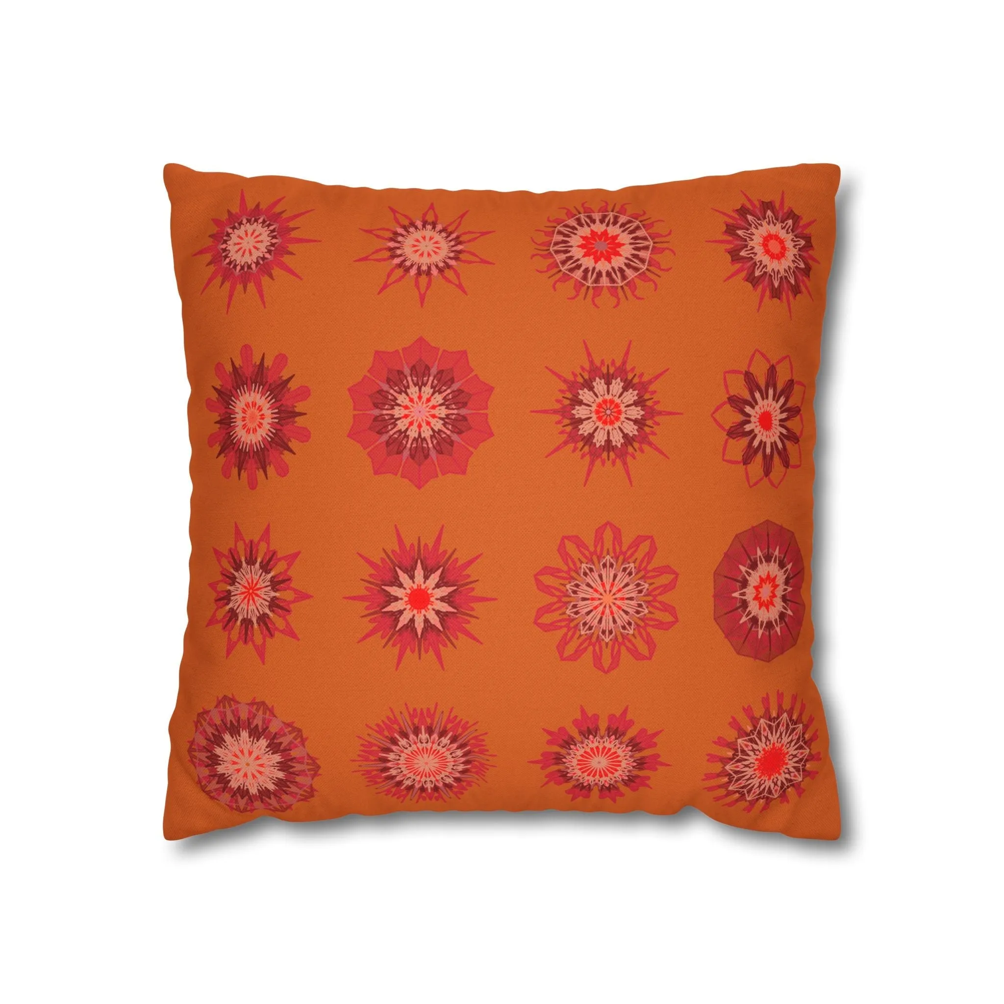 Sunset Orange Mandala Art Pillowcase - Original Fine Art