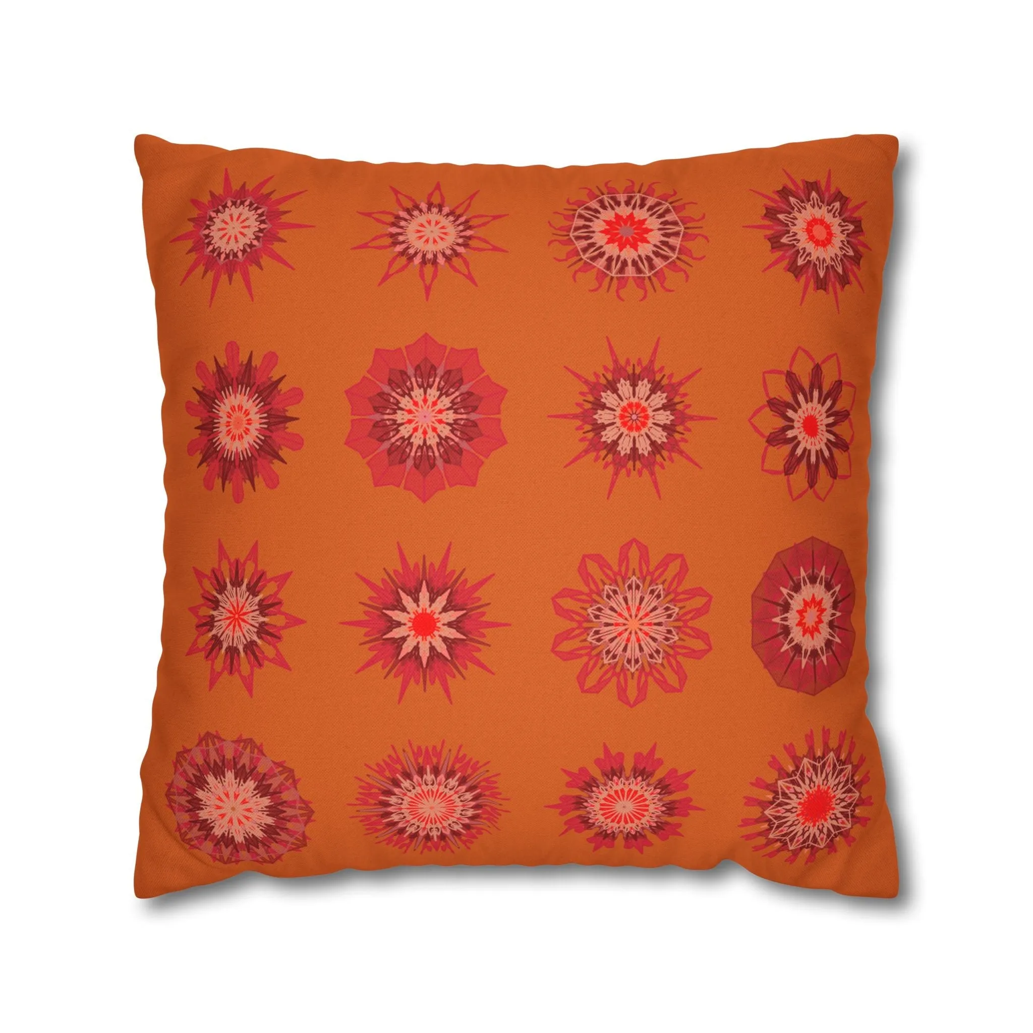 Sunset Orange Mandala Art Pillowcase - Original Fine Art
