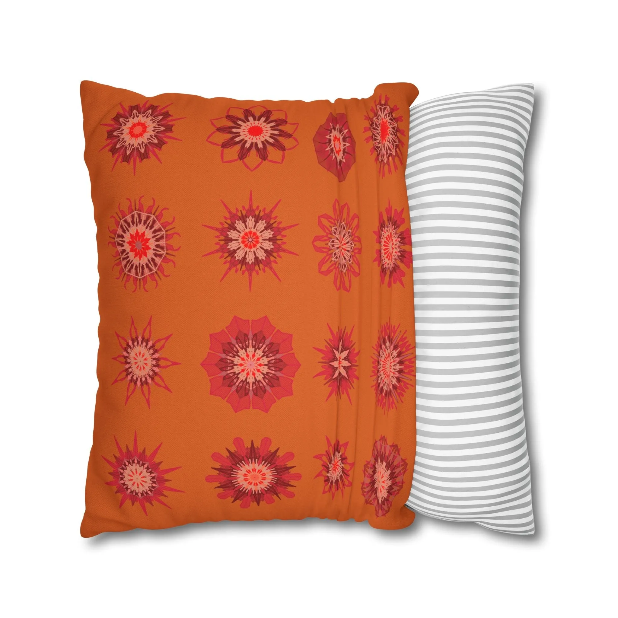 Sunset Orange Mandala Art Pillowcase - Original Fine Art