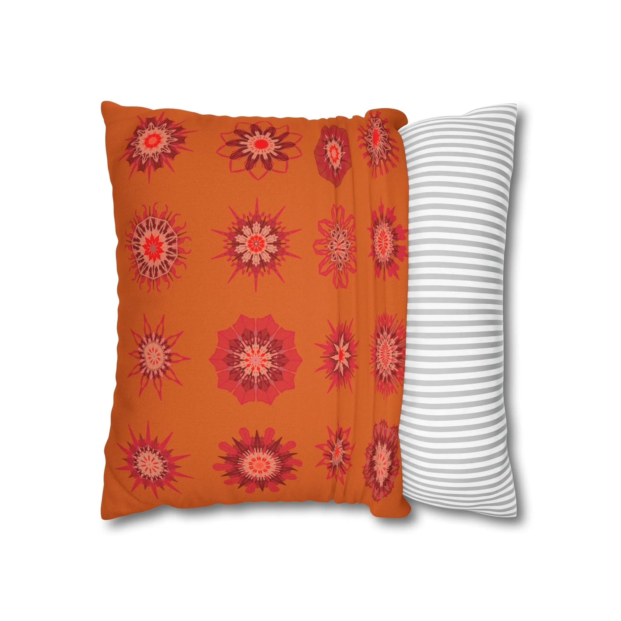 Sunset Orange Mandala Art Pillowcase - Original Fine Art